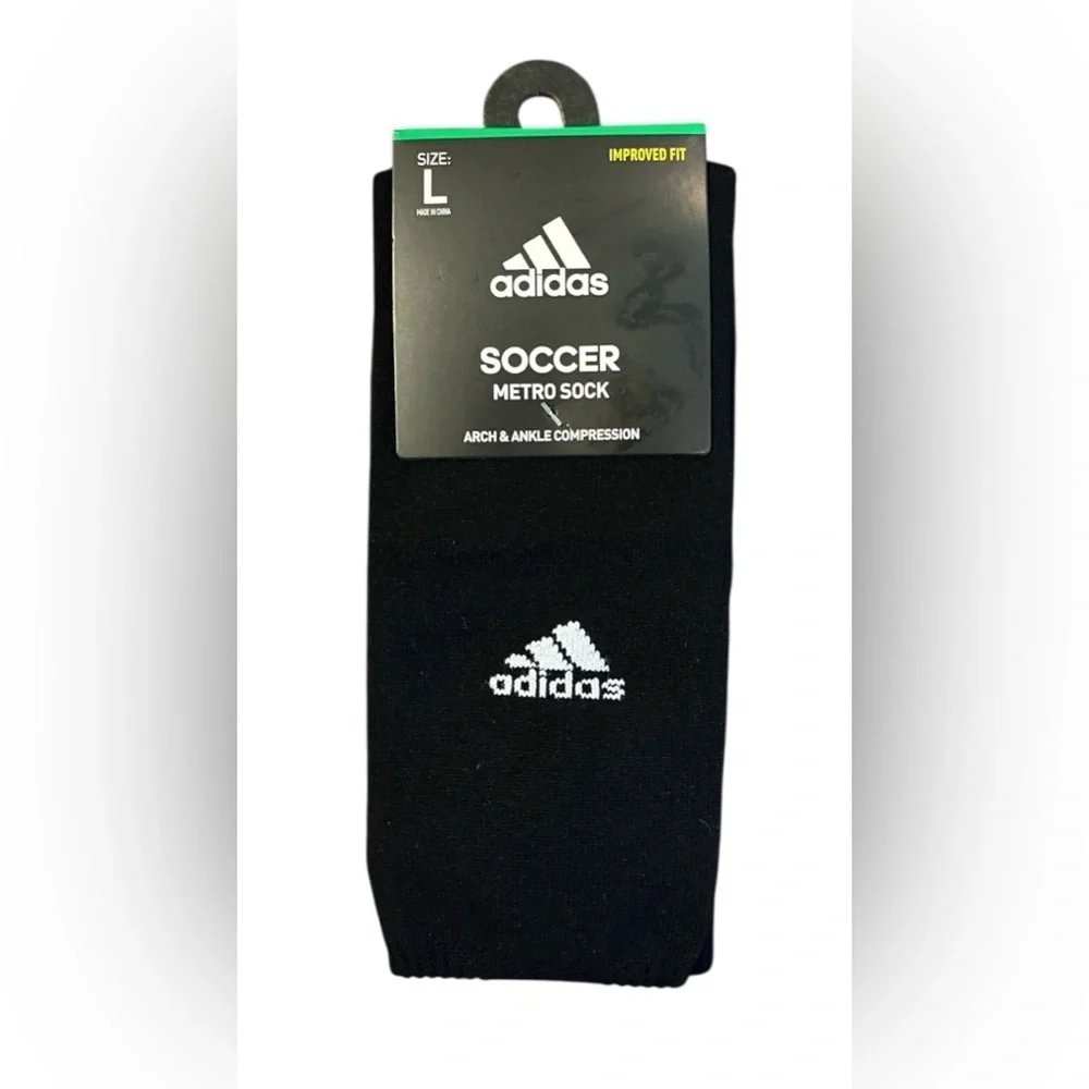 NWT Adidas Metro Soccer Black Socks Arch Ankle Compression Men’s Large